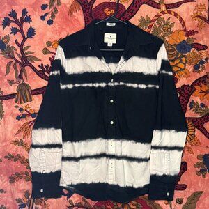 Men’s Black & White Tie Dye Button Up Shirt